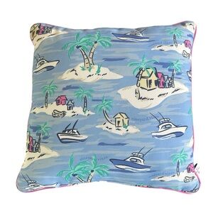 Vineyard Vines Blue Island Print Pillow